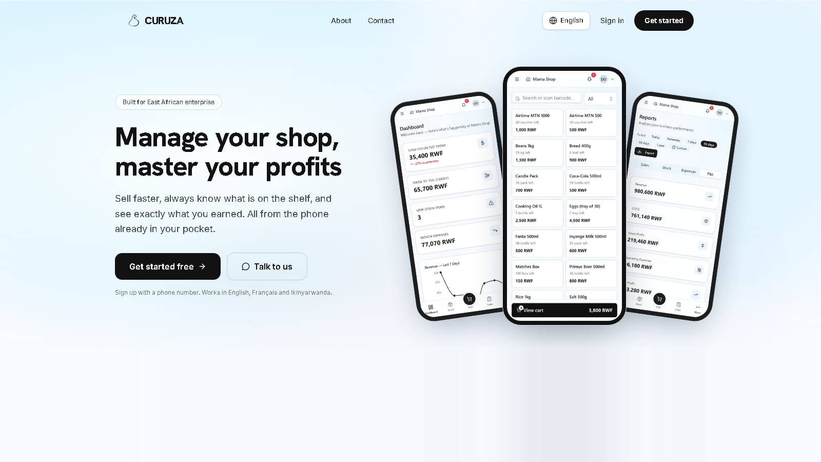 The CURUZA point-of-sale platform, an IronCore Hub SaaS product for East African shops